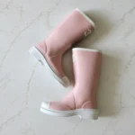 Chanel CC Logo Caoutchouc High Rain Boots Pink 1