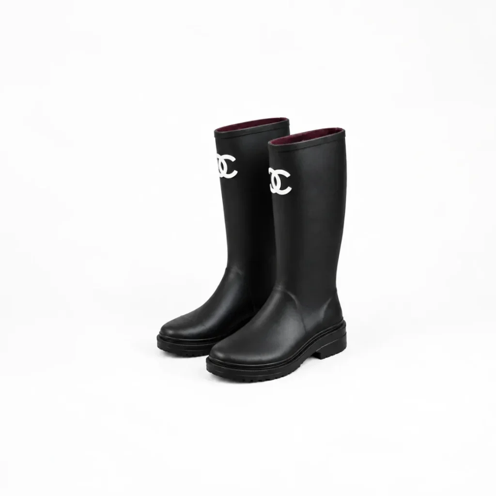 Chanel CC Logo Caoutchouc High Rain Boots Pink