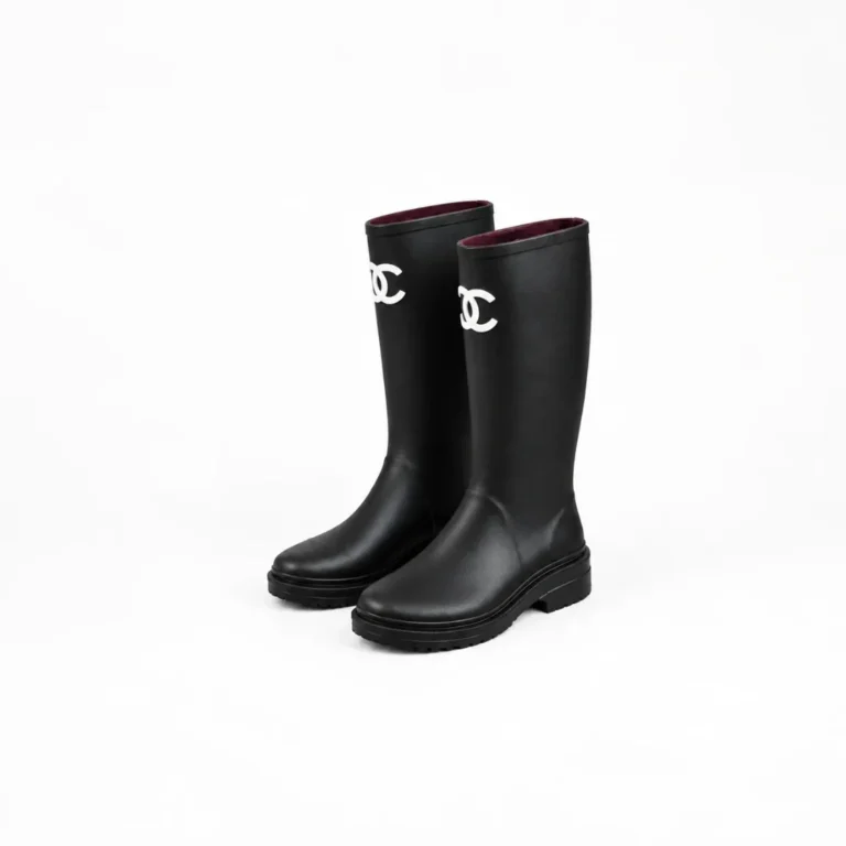 Chanel CC Logo Caoutchouc High Rain Boots Pink