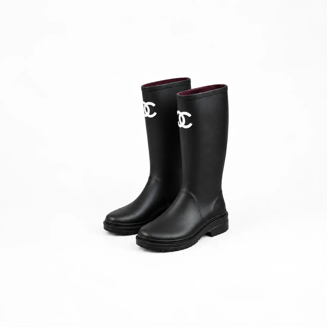 Chanel CC Logo Caoutchouc High Rain Boots Pink Chanel CC Logo Caoutchouc High Rain Boots Pink
