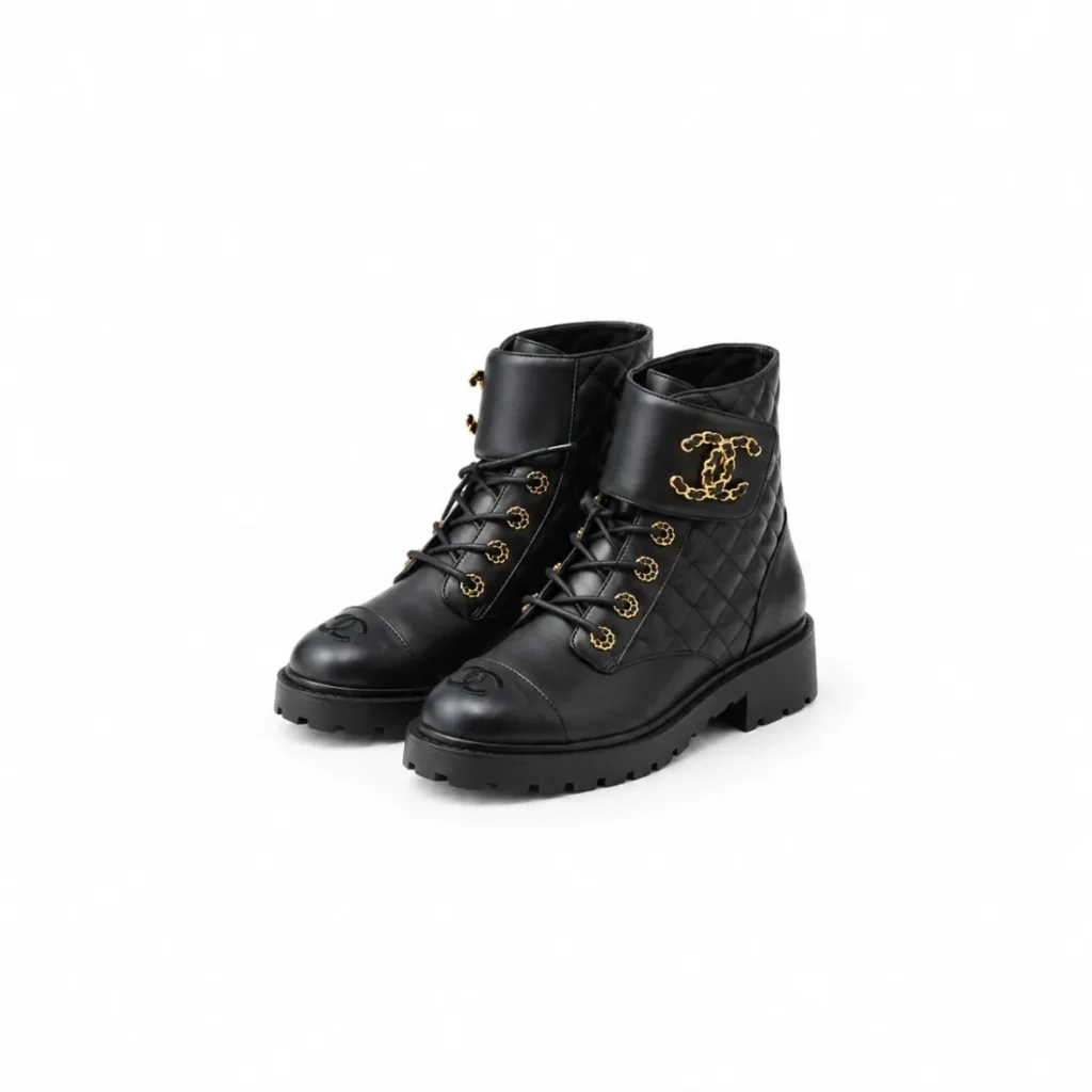 Signature Chanel Quilted Combat Boots
