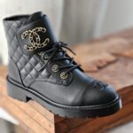 Chanel Quilted Leather Chain CC Lace-Up Combat Boots 3