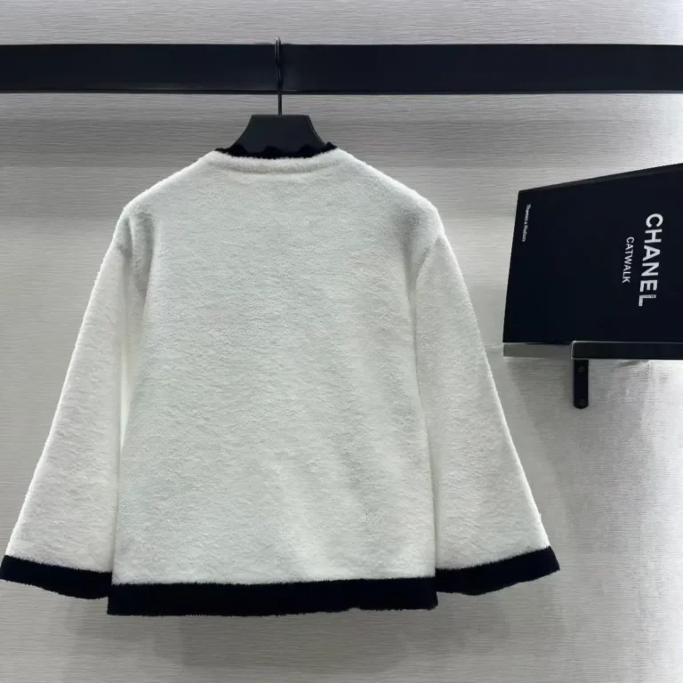 Chanel Two-Piece Bouclé Knit LoungePant Set White & Black 3
