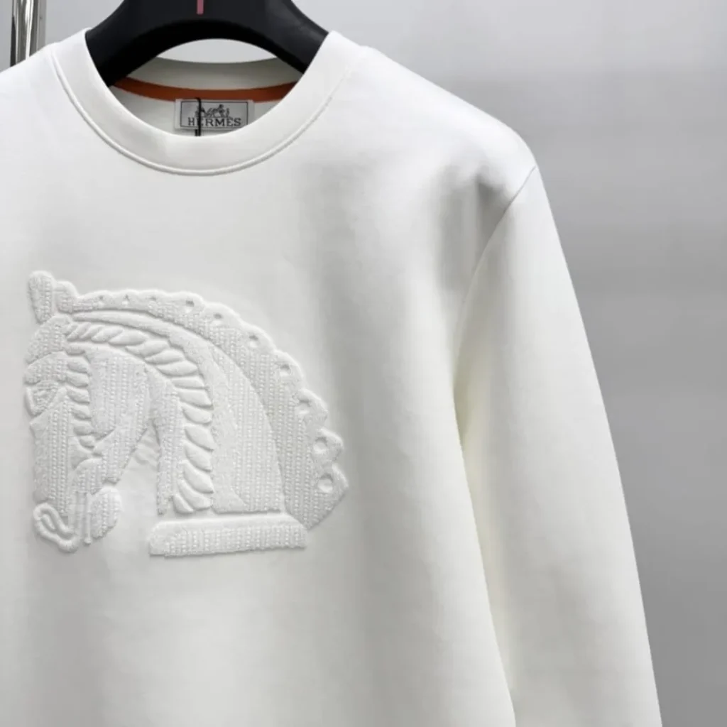 Hermes Crewneck Sweatshirt with Embossed Horse Motif