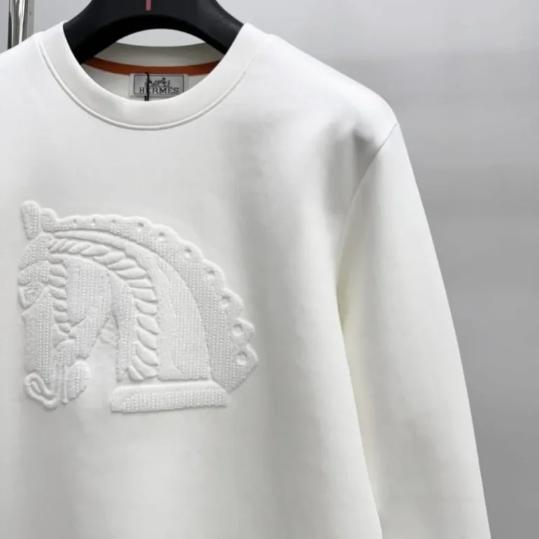 Hermes Crewneck Sweatshirt with Embossed Horse Motif