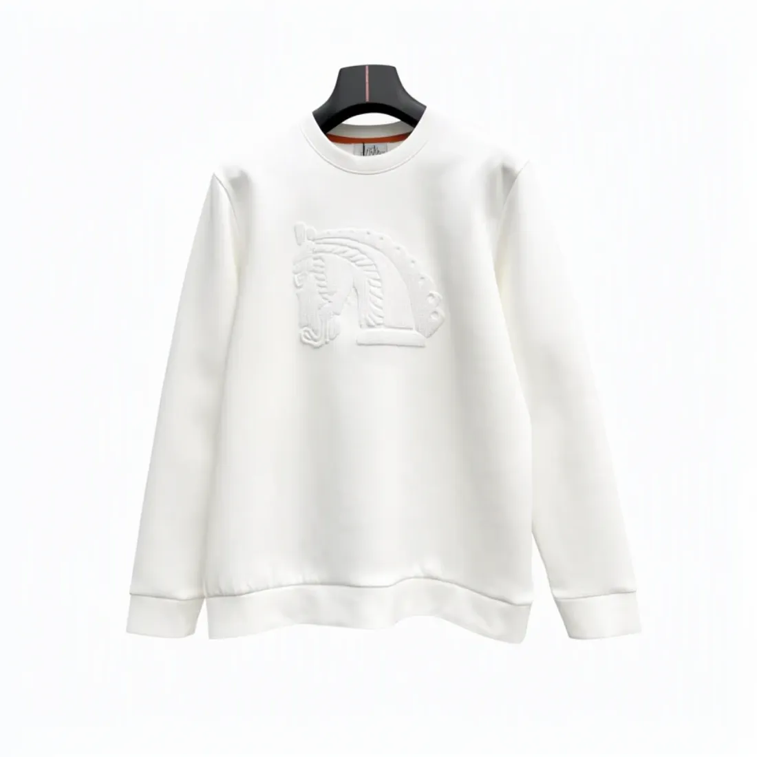 Hermes Crewneck Sweatshirt with Embossed Horse Motif Hermes Crewneck Sweatshirt