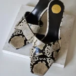 Saint Laurent Snakeskin Effect Crisscross Mules