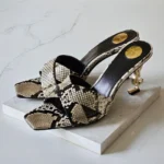 Saint Laurent Snakeskin Effect Crisscross Mules